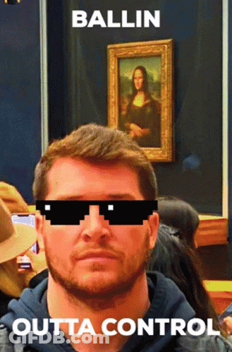 A Man Wearing Sunglasses With Ballin Outta Control Written On The Bottom GIF