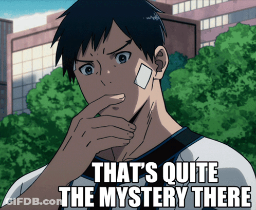 A Man With A Bandage On His Face Has The Words That 'S Quite The Mystery There Below Him GIF