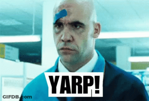 A Man With A Bandage On His Forehead Says Yarp ! GIF