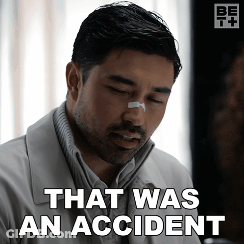 Man With Bandaged Nose And Accident Text GIF