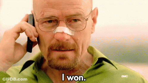 A Man With A Bandage On His Nose Is Talking On A Cell Phone And Saying `` I Won '' . GIF