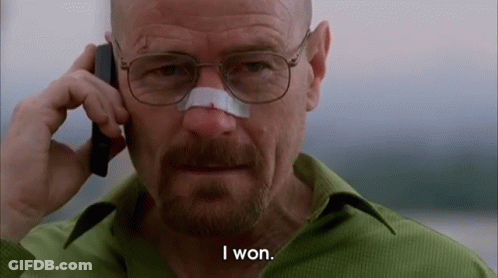 A Man With A Bandage On His Nose Is Talking On A Cell Phone And Saying `` I Won '' . GIF
