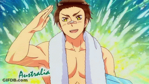 A Man With A Bandage On His Nose Is Wearing A Towel Around His Neck That Says Australia On It GIF