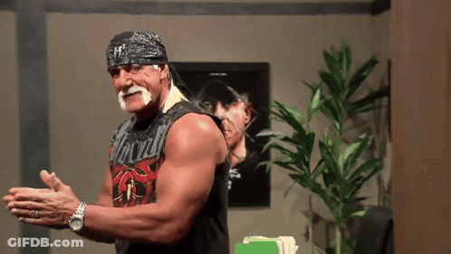 A Man With A Bandana On His Head And A Shirt That Says Hogan On It GIF