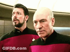 A Man With A Beard And A Bald Head Is Standing Next To Another Man With A Beard And A Bald Head . GIF