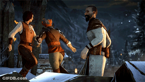 A Man With A Beard And A Bearded Woman Are Standing Next To Each Other GIF