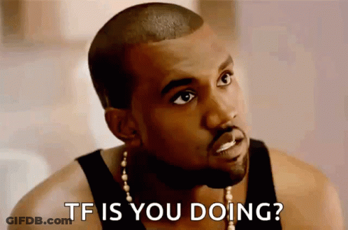 A Man With A Beard And A Black Tank Top Is Asking Tf Is You Doing . GIF
