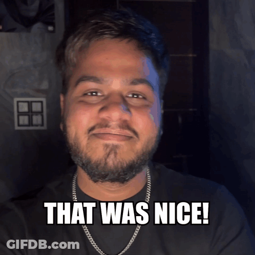 A Man With A Beard And A Chain Around His Neck Says " That Was Nice " GIF