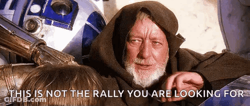 A Man With A Beard And A Hood Says This Is Not The Rally You Are Looking For . GIF