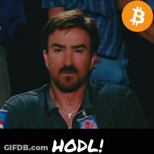 A Man With A Beard And A Name Tag That Says " Hodl " GIF