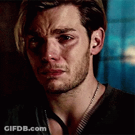 A Man With A Beard And A Necklace Is Crying . GIF