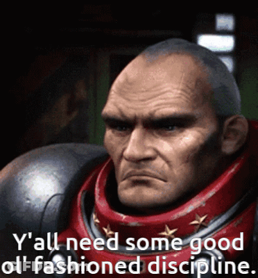 A Man With A Beard And A Red Helmet Says Y All Need Some Good Ol Fashioned Discipline GIF