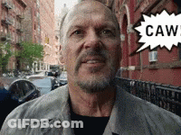 A Man With A Beard And A Speech Bubble Saying Caw GIF