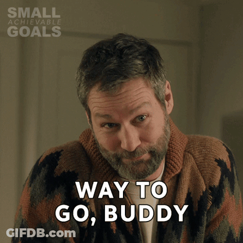 A Man With A Beard And A Sweater Says Way To Go Buddy GIF