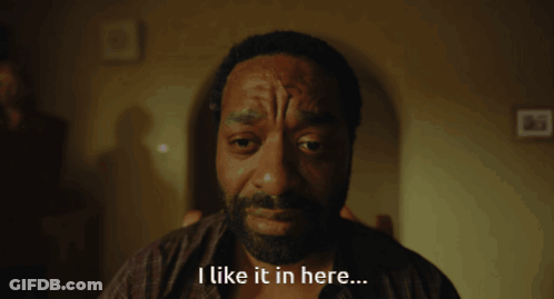 A Man With A Beard And A Tattoo On His Forehead Says I Like It In Here GIF
