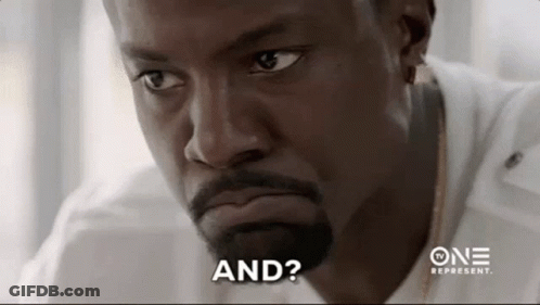 A Man With A Beard And A White Shirt Is Making A Funny Face And Saying `` And ? '' GIF