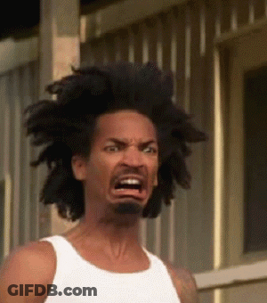 A Man With A Beard And A White Tank Top Is Making A Funny Face GIF