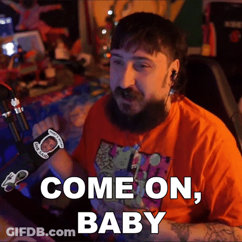 A Man With A Beard And A Wristband That Says Come On Baby GIF