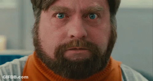 A Man With A Beard And Blue Eyes Is Making A Funny Face GIF