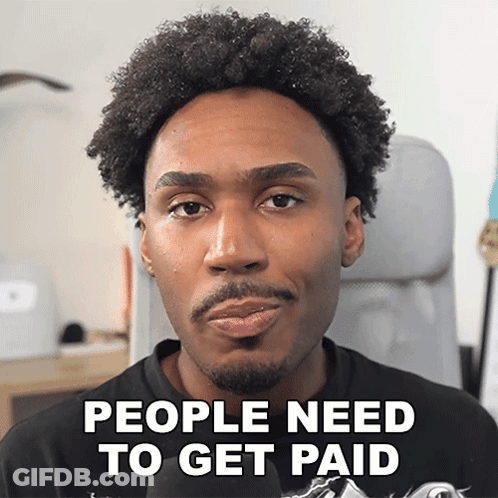 A Man With A Beard And Curly Hair Says People Need To Get Paid GIF