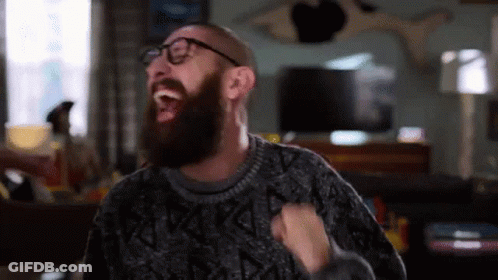 Man With Beard And Glasses Laughing Wide Open GIF