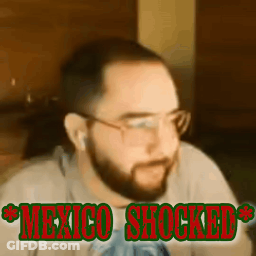A Man With A Beard And Glasses Is Shocked By Something GIF