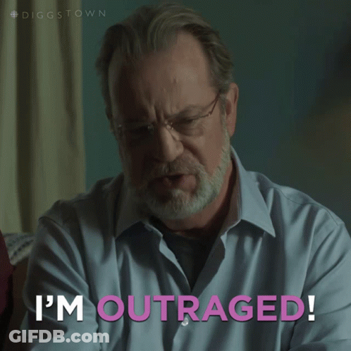A Man With A Beard And Glasses Says I 'M Outraged GIF