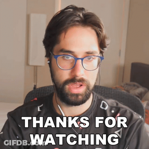 A Man With A Beard And Glasses Says Thanks For Watching GIF