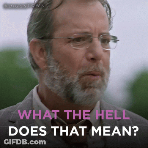 A Man With A Beard And Glasses Says What The Hell Does That Mean GIF