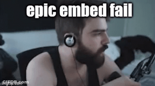 A Man With A Beard And Headphones Is Sitting In Front Of A Microphone With The Words Epic Embed Fail . GIF