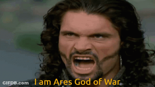 Bearded Man Screaming I Am Ares God Of War GIF