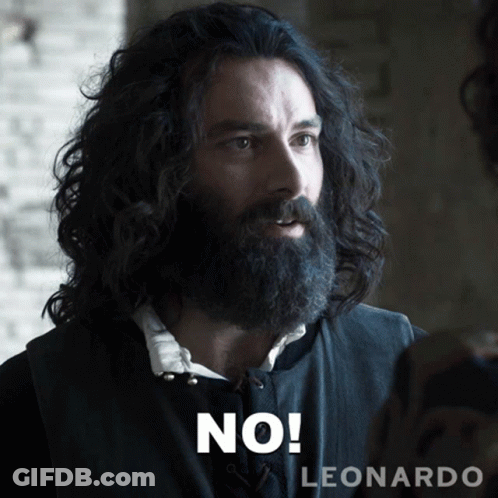 A Man With A Beard And Long Hair Says No Leonardo GIF