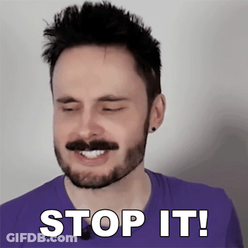 Bearded Man With Closed Eyes Saying Stop It GIF