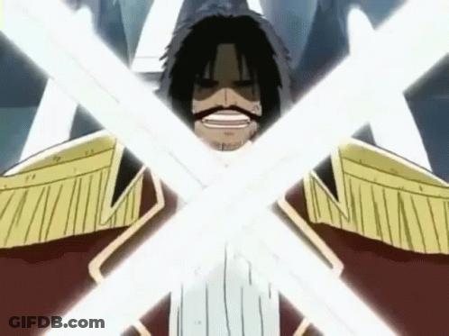 A Man With A Beard And Mustache Is Holding A Sword In Front Of His Face . GIF