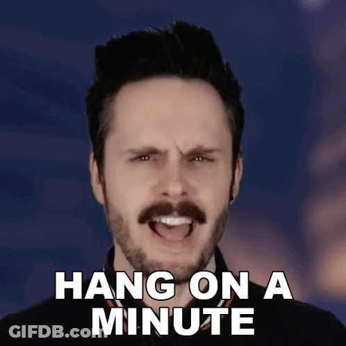 A Man With A Beard And Mustache Is Singing The Song Hang On A Minute GIF