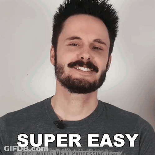 Man With Beard And Mustache Wearing Super Easy Shirt GIF