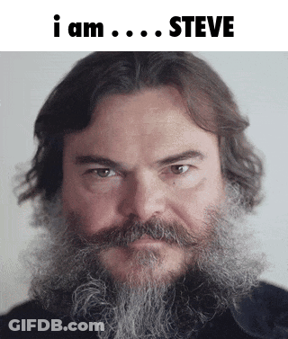 A Man With A Beard And Mustache Says Steve On The Bottom GIF