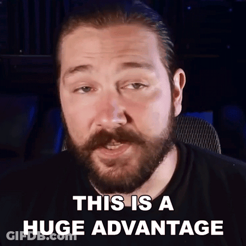 A Man With A Beard And Mustache Says " This Is A Huge Advantage " GIF