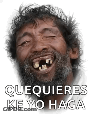 A Man With A Beard And No Teeth Is Smiling . GIF