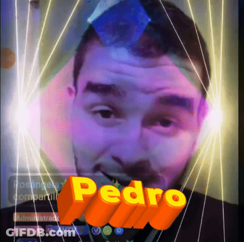 A Man With A Beard And The Name Pedro Written On His Face GIF