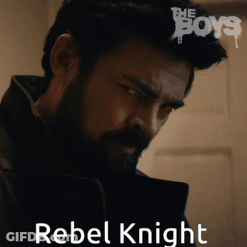 A Man With A Beard And The Name Rebel Knight Written Below Him GIF