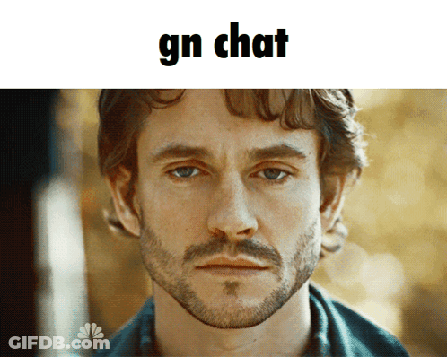 A Man With A Beard And The Words Gn Chat On Top Of Him GIF