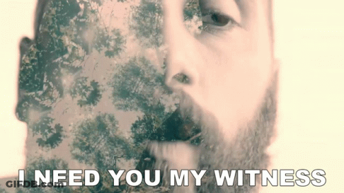 A Man With A Beard And The Words " I Need You My Witness " GIF