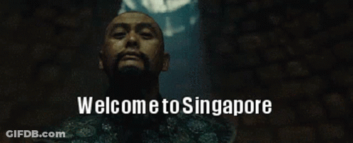 A Man With A Beard And The Words Welcome To Singapore Behind Him GIF