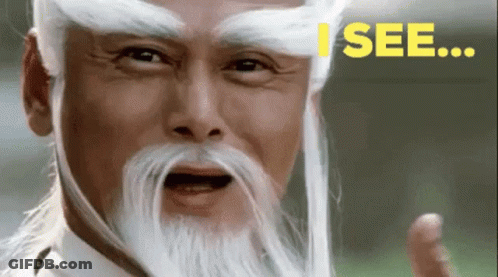 A Man With A Beard And White Eyebrows Says I See . GIF