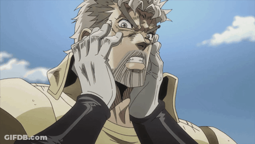 A Man With A Beard And White Gloves Covering His Face GIF