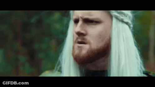 Bearded Man With White Hair Wearing Wig Making Funny Face GIF
