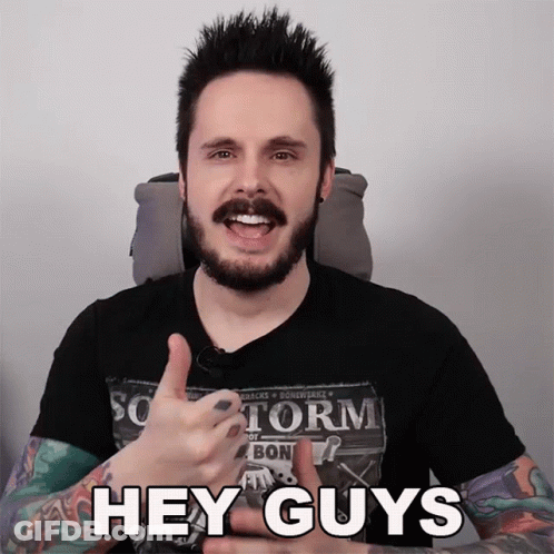 Man With Beard Giving Thumbs Up And Hey Guys Text GIF