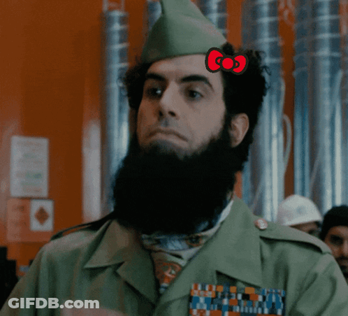 Man With Beard Wearing Hello Kitty Hat GIF