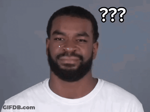 A Man With A Beard Has A Question Mark Above His Head And The Words That Makes No Sense GIF